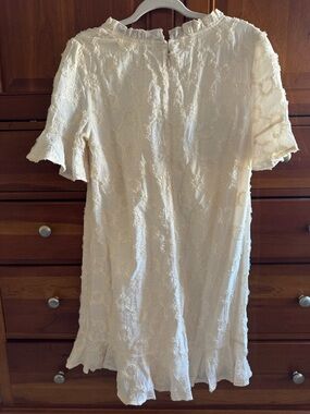 Cream Textured Short Sleeve Dress - Casual Elegant- NWT size small